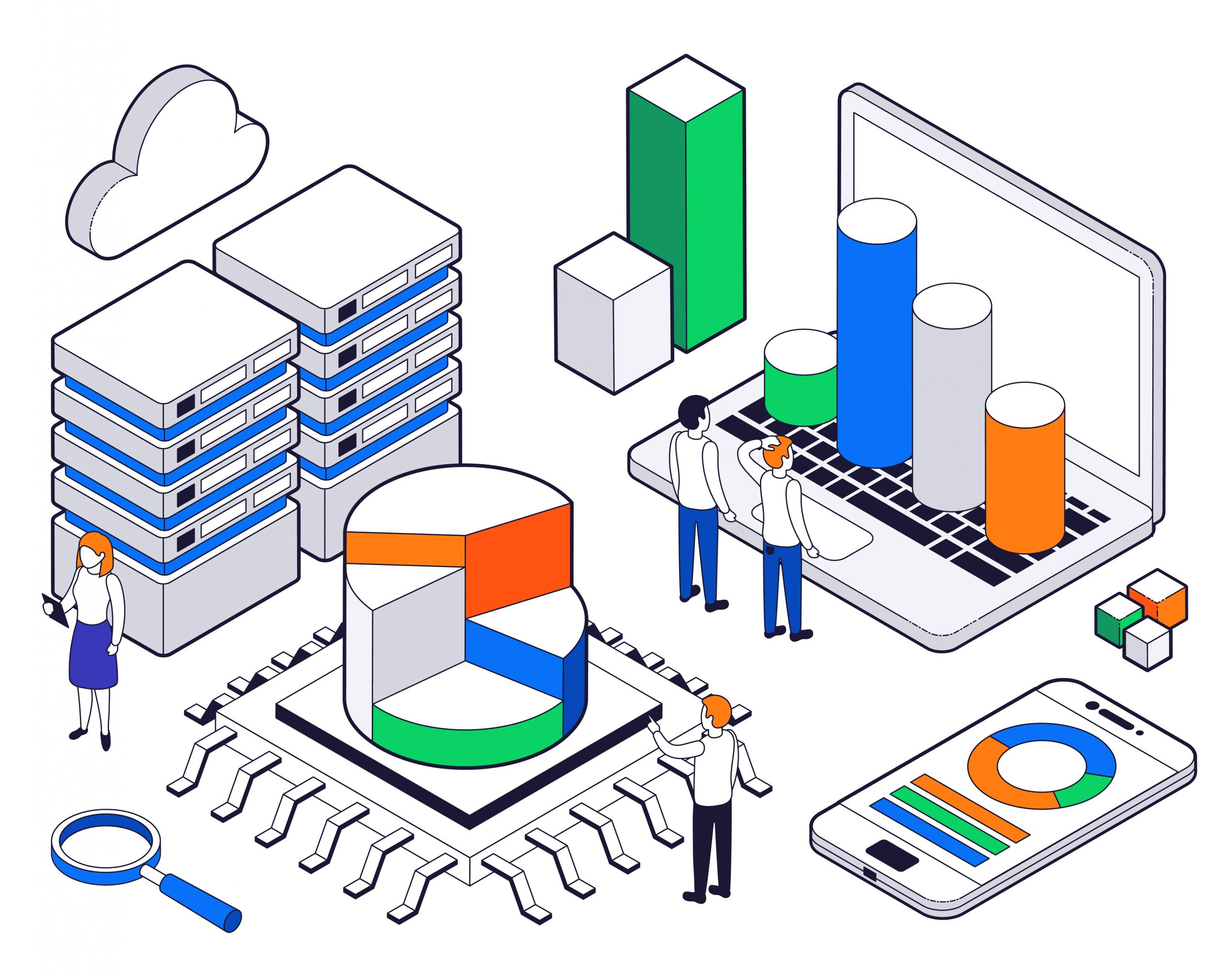big data science analysis isometric concept